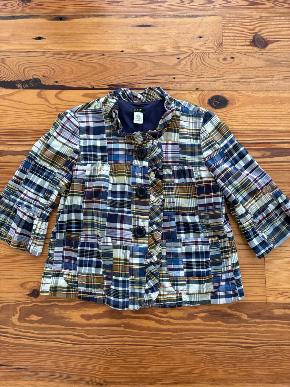 J. Crew Madras Plaid Cropped Jacket